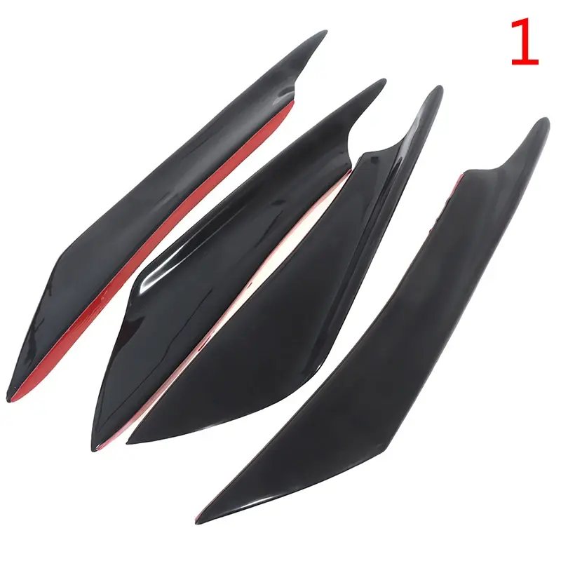 Thumbnail: 4Pcs Front Bumper Side Canards Splitter Fins Universal Black Front Bumper Spoile