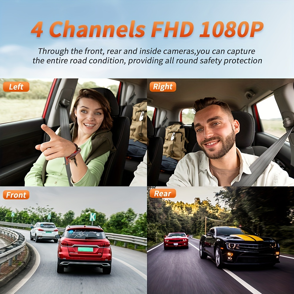 Thumbnail: 4CH GPS Dashcam Car Camera Black Box With WiFi Night Vision DVR 360° Front Left