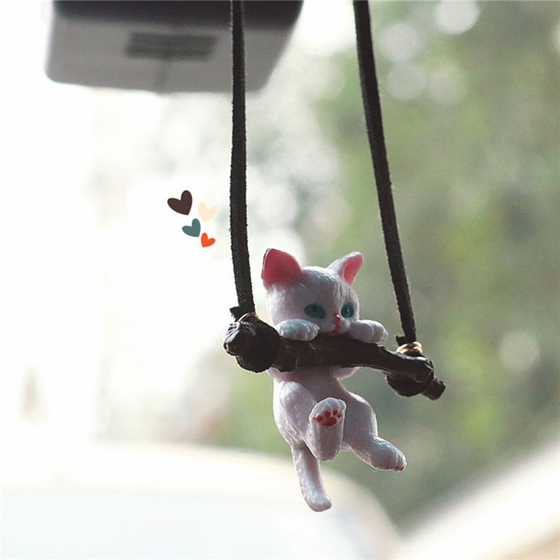1 Pc Car Pendant Creative Cute Branch Cat Rearview Mirror Pendant Car Interior D