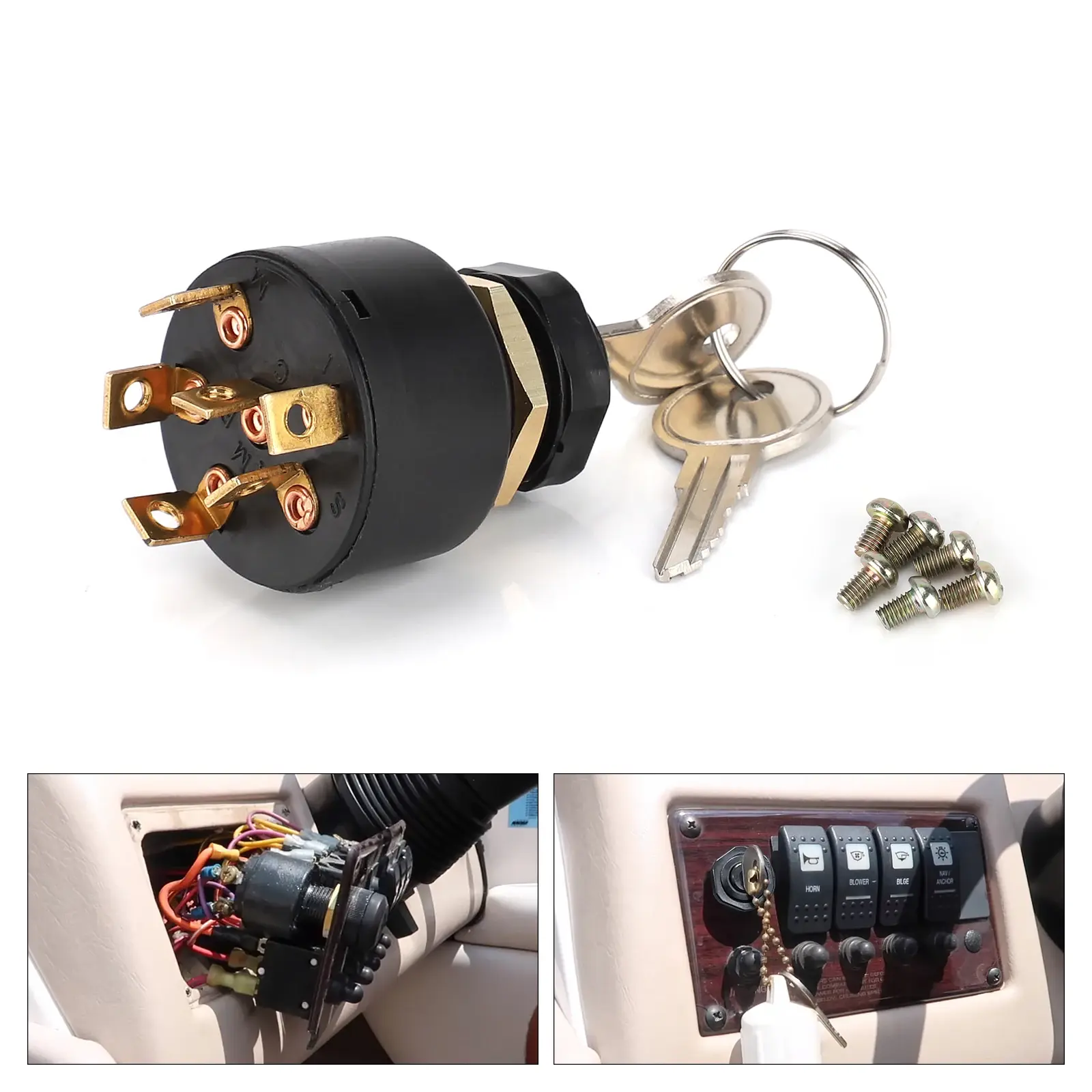 12V 3 Way Ignition Starter Switch With 2Keys For Mariner & Mercury outboards wit