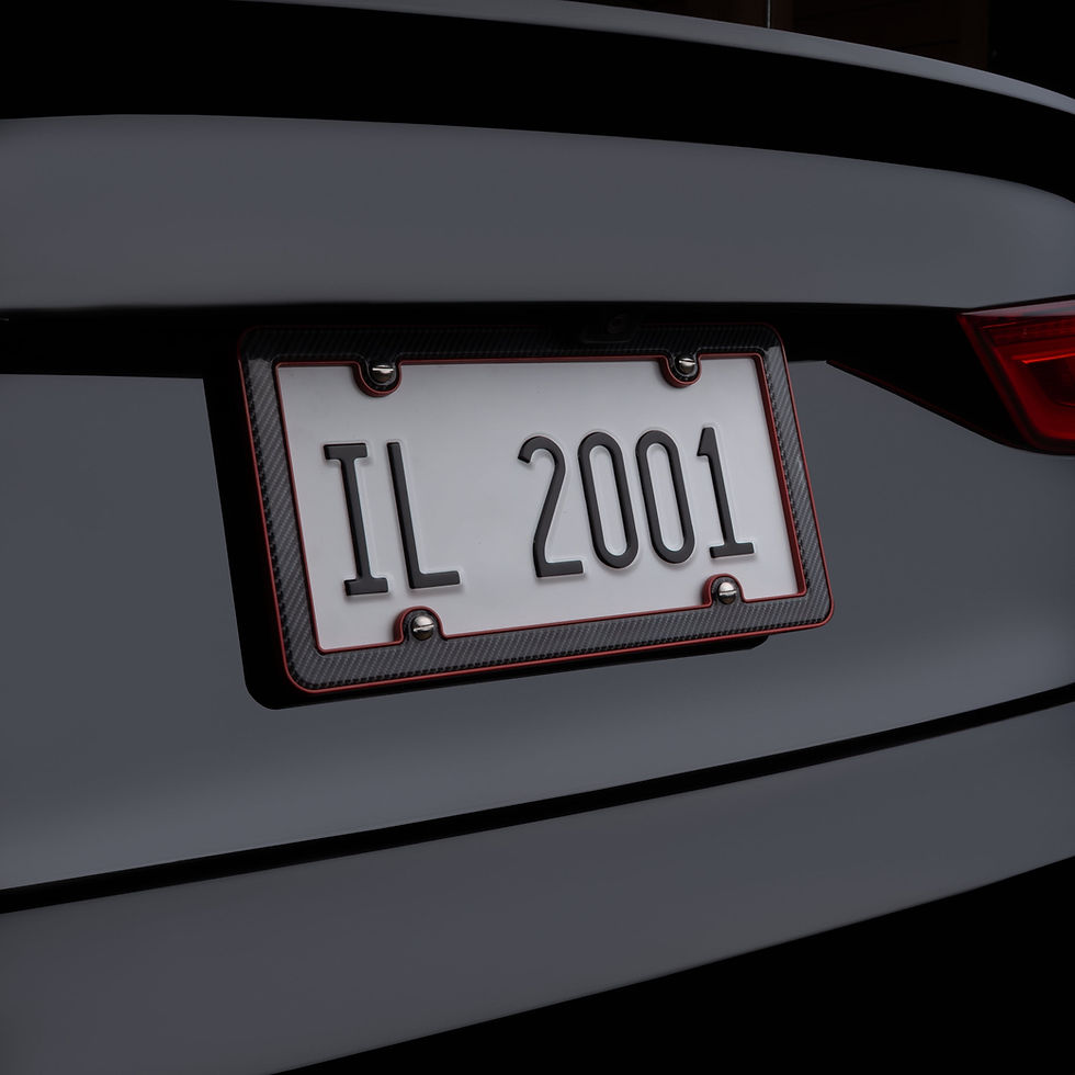 Thumbnail: Auto Drive Carbon Fiber Automotive License Plate Frame, Red and Black