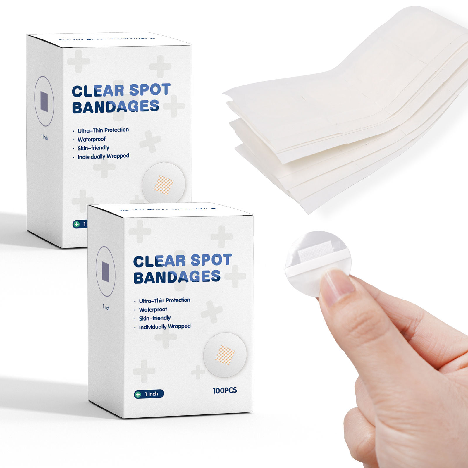 100pcs Mini Transparent PU Band Aid Waterproof Wound Patch Round Vaccination Adh