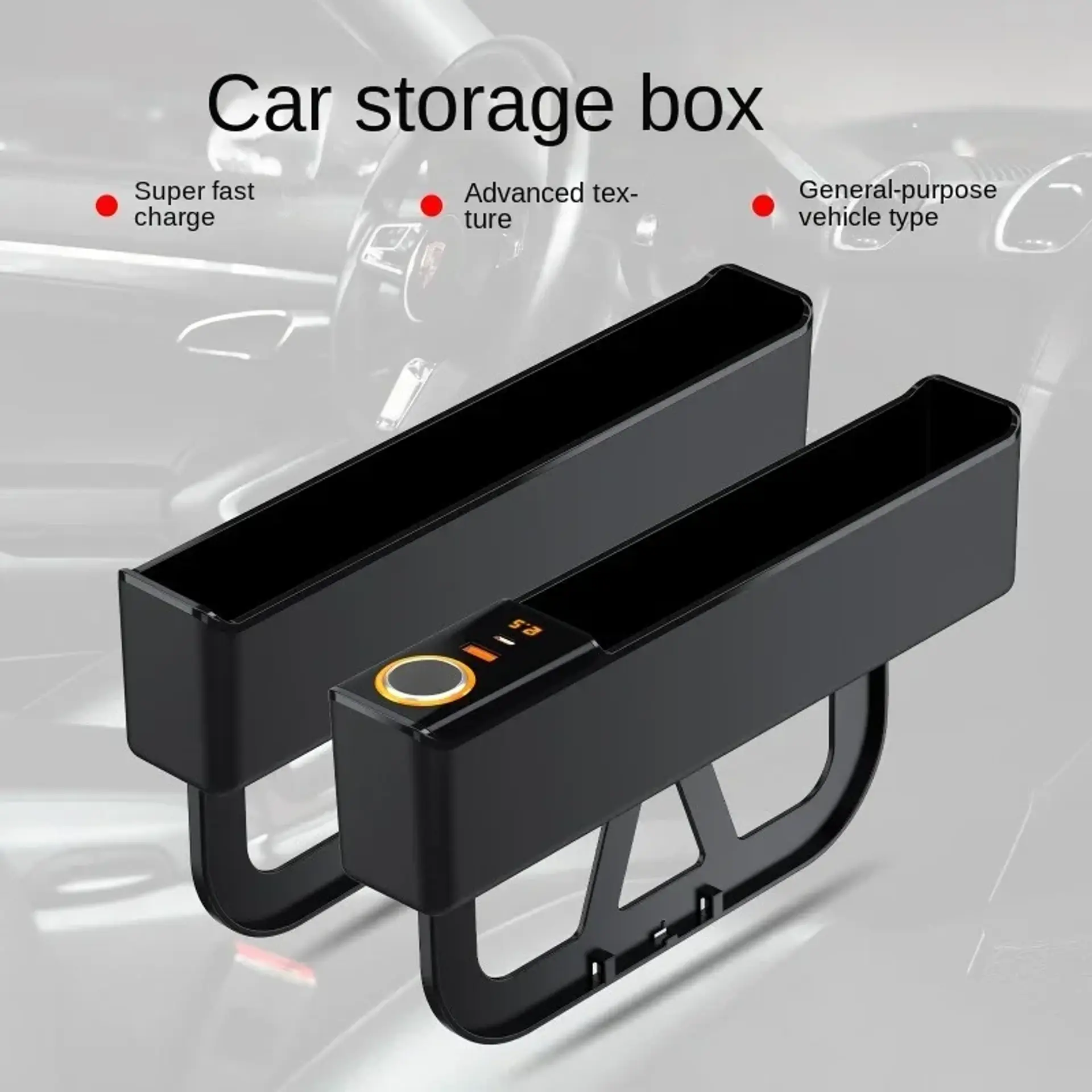 Car Seat Gap Filler Organizer 52W Charging Car Organizer Storage Box Base Remova