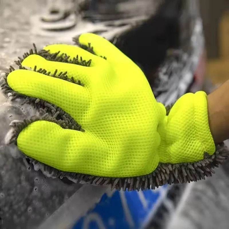 1/2Pcs Car Wash Gloves Microfiber Wipe Car Sponge Scratch Free Car Wash Cleaning