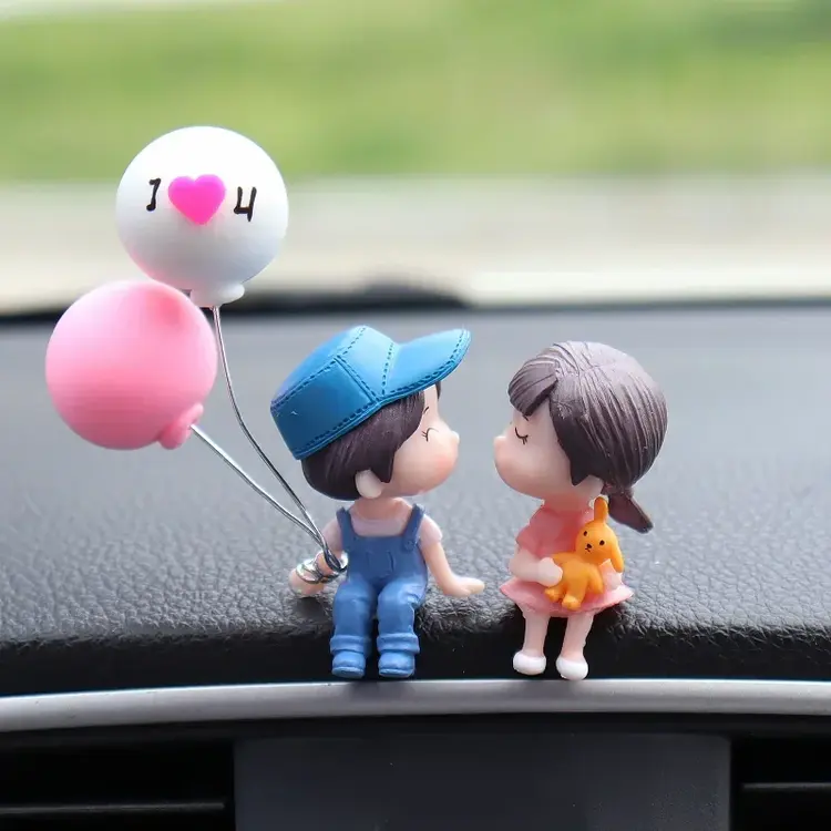 Thumbnail: Car Decoration Cute Cartoon Couples Action Figure Figurines Balloon Ornament Aut