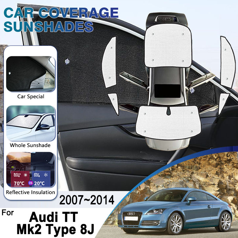 Anti-UV Car Window Shading For Audi TT Mk2 Type 8J 2007~2014 Sun Protection Pads