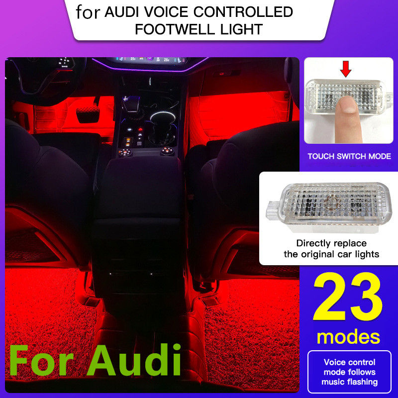 2X LED Car Voice Controlled Footwell Lights Atmosphere Lamp For Audi A3 8P A1 8X