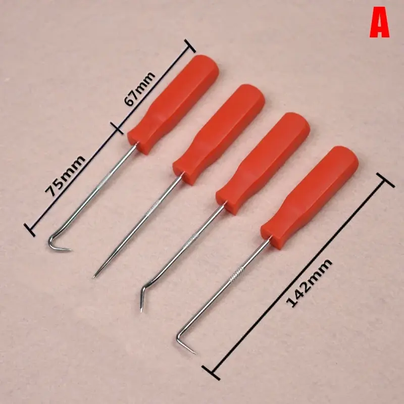 Thumbnail: 4Pcs Car Oil Seal Screwdriver Set Hose Removal Hook Set O-ring Seal Gasket Pick