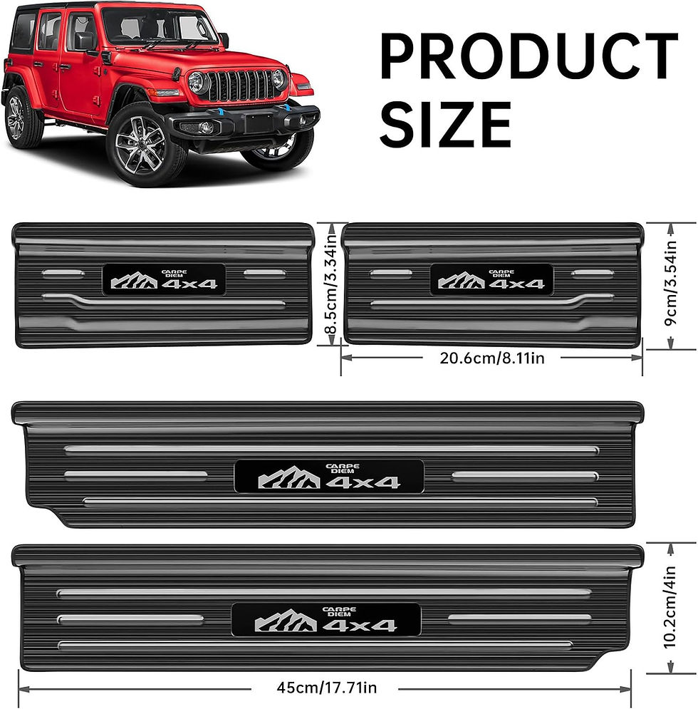 Thumbnail: 4PCS Door Sill Guards for Jeep Wrangler 2018-2026 JL JLU & 2020-2026 Gladiator J