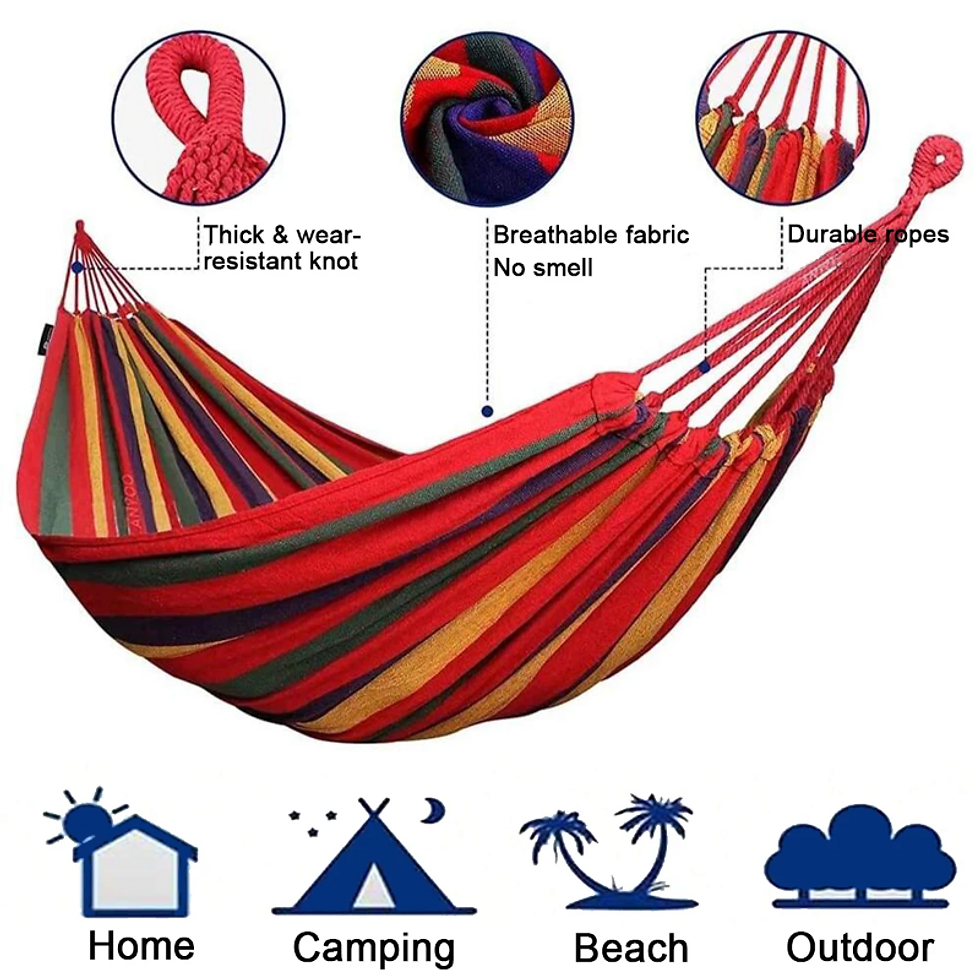 Thumbnail: 1× Outdoor Canvas Camping Hammock Anti Rollover Portable Thicken Fabric Double P