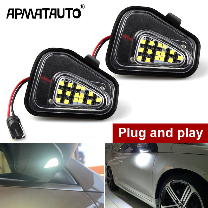 2Pcs Canbus LED Side Mirror Puddle Lights Lamp No Error for VW Volkswagen EOS Be