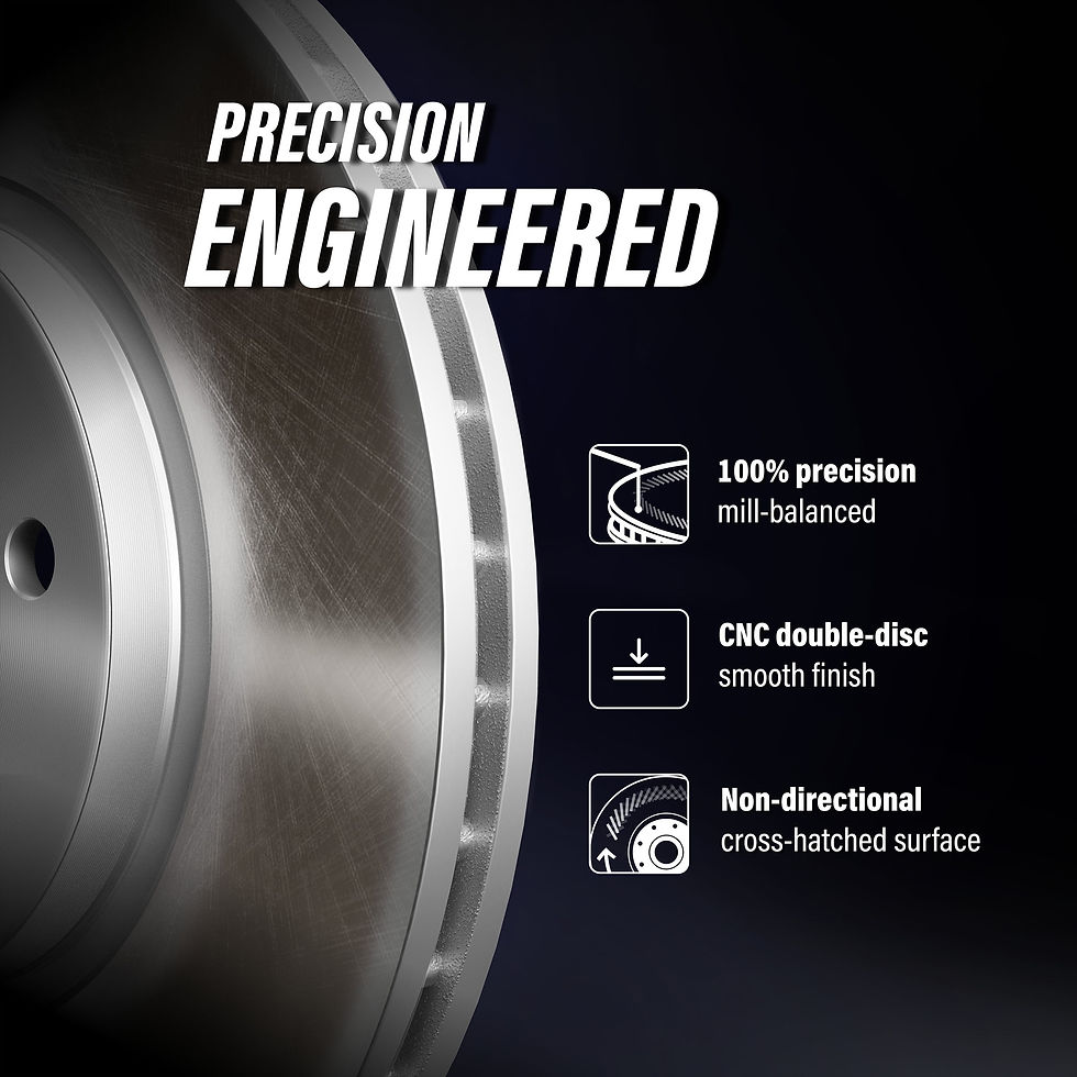 Thumbnail: Transit Auto Front Rear Coated Disc Brake Rotors and Semi-Metallic Pads Kit..