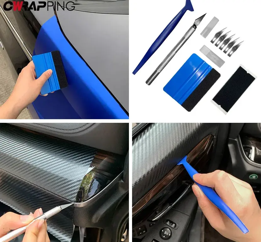 Thumbnail: 9-piece Set Of Car Film Wrap Tool Large Square Color Film Scraper Wallpaper Past