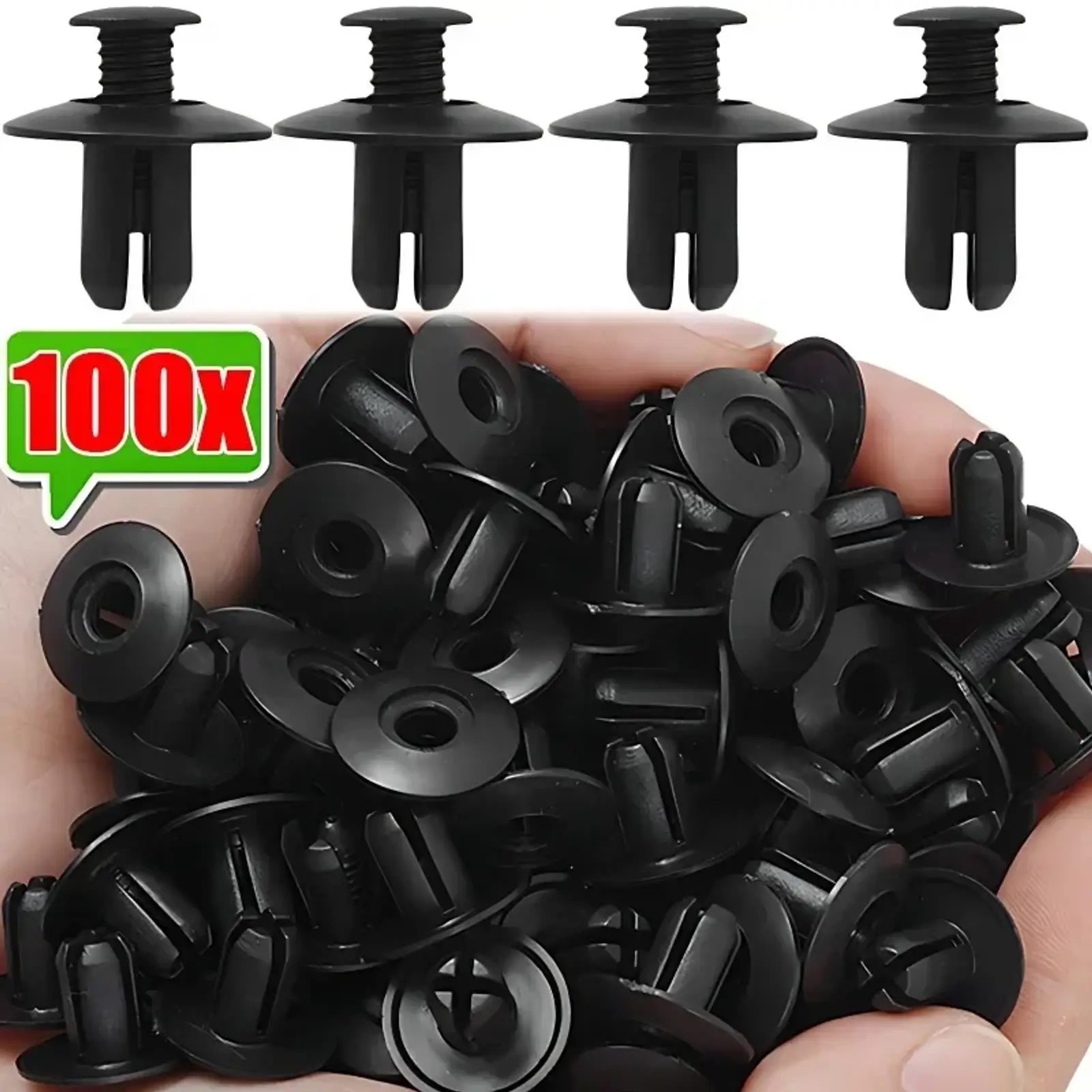 100pcs 8mm Plastic Fasteners Screws Universal Car Bumper Fender Black Rivets Car