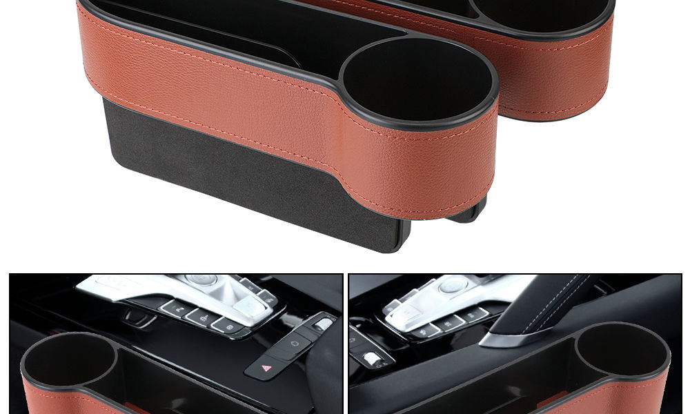 Car Organizer Leather Car Seat Gap Storage Box Seat Gap Slit Box With Charging H