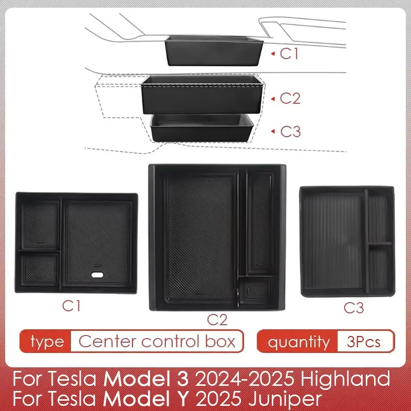 Thumbnail: For Tesla Model 3 Highland 2025 Storage Box Model Y 2025 Juniper Center Console