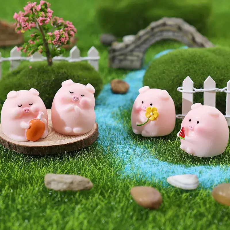 Thumbnail: Cute Piggy Auto Interior Ornaments Resin Pink Pig Cartoon Toy Decoration Dashboa