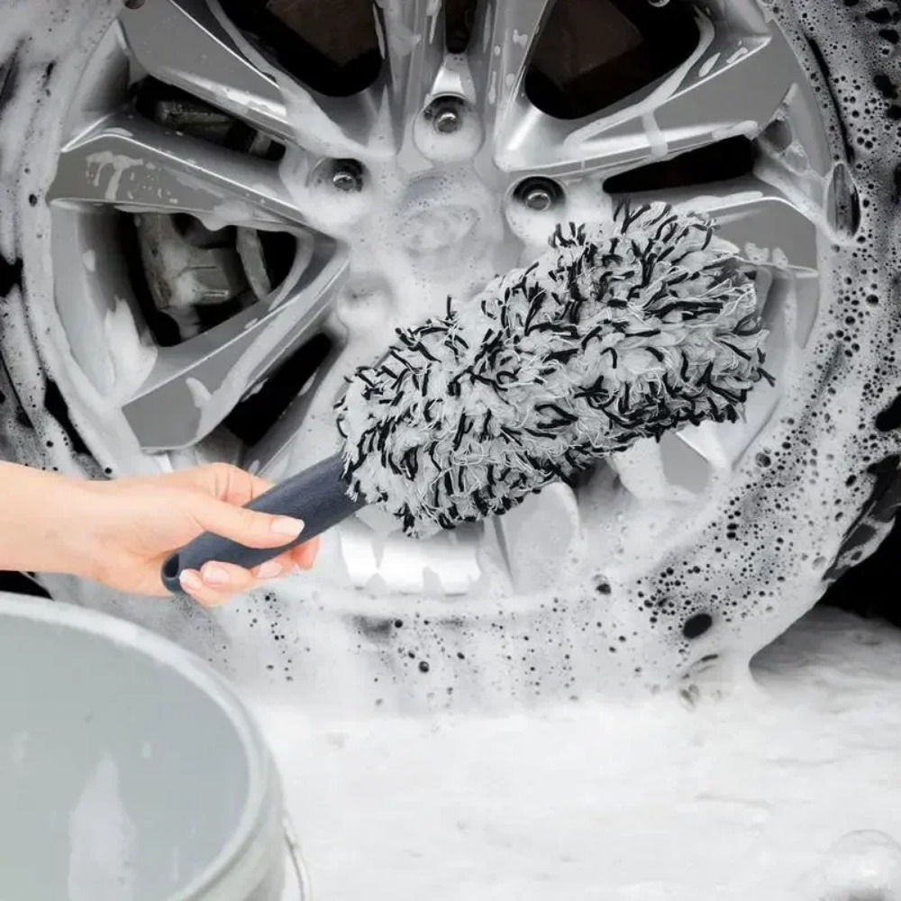 Car Wash Super Brush Plush Premium Wheels Brush Non-Slip Handle Easy To Cleaning