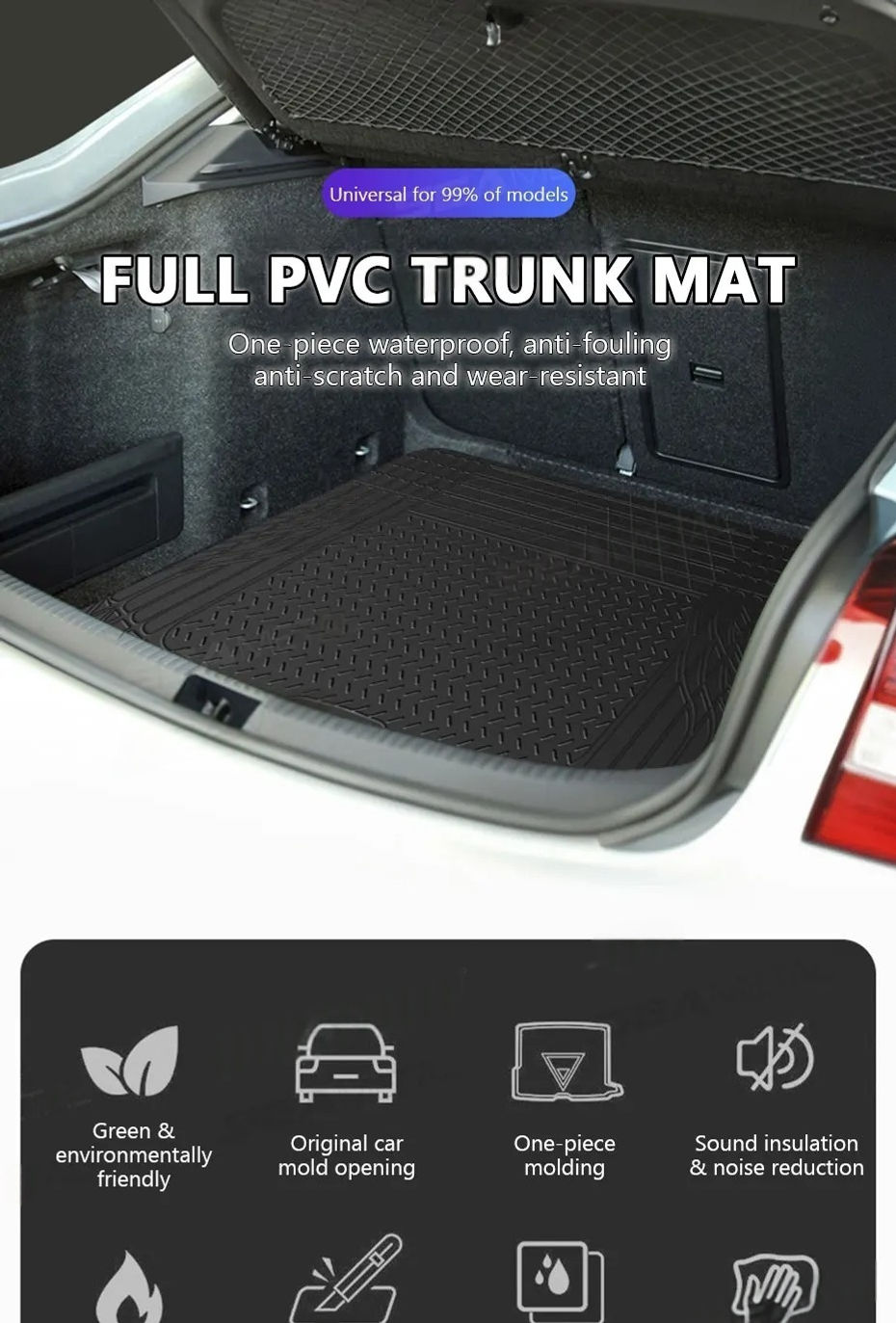Thumbnail: 120X80CM Trunk Mat for Car Waterproof PVC Cargo Liner Free-Cutting Anti Scratch