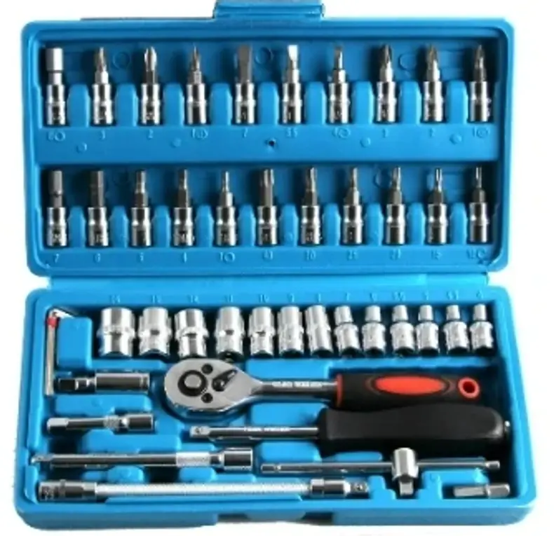 Thumbnail: 46pcs Car Repair Tool Kit 1/4-Inch Socket Set Car Repair Tool Ratchet Torque Wre