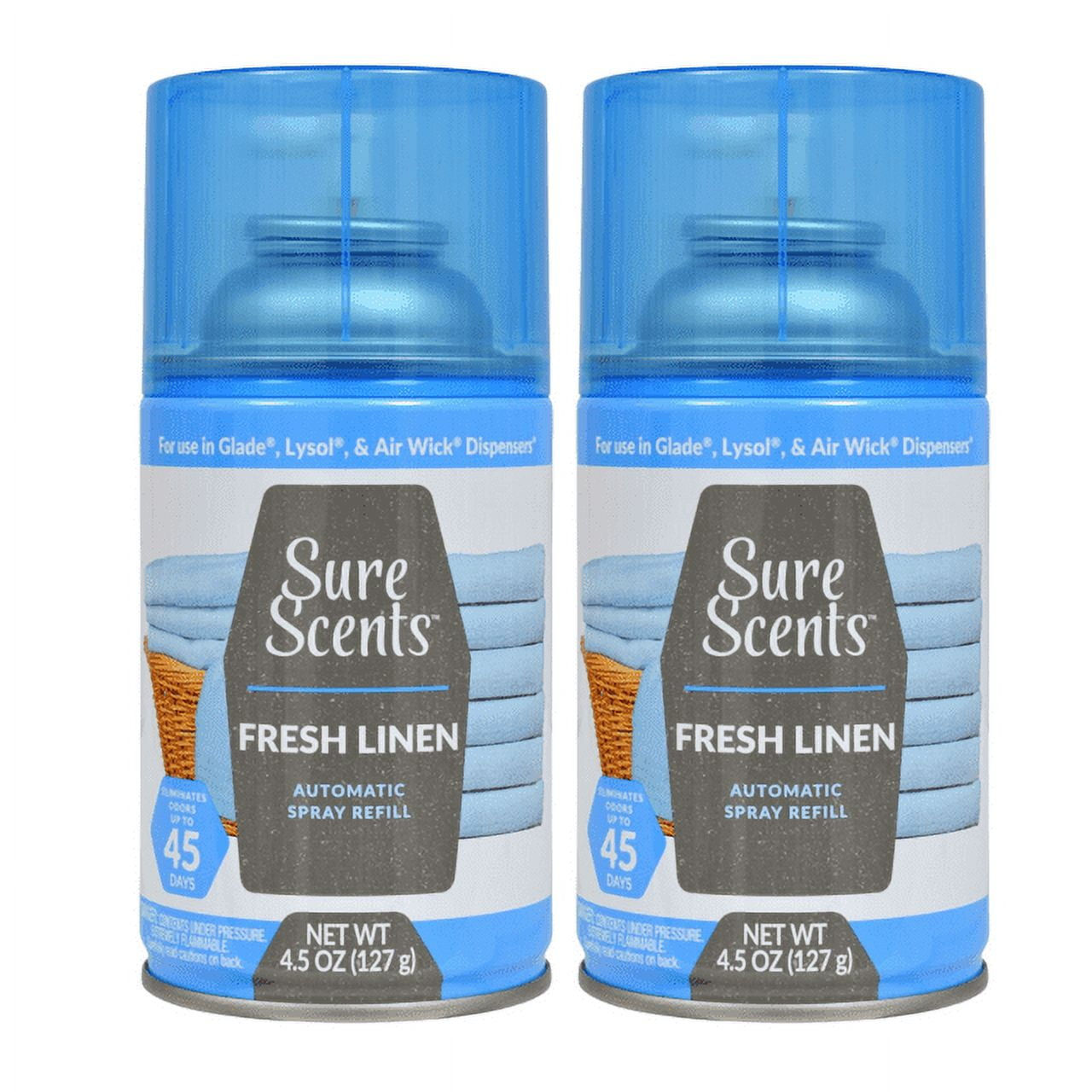 Sure Scents Fresh(Pack of 2), Linen Scent, Automatic Spray Refills 4.5 oz. ..