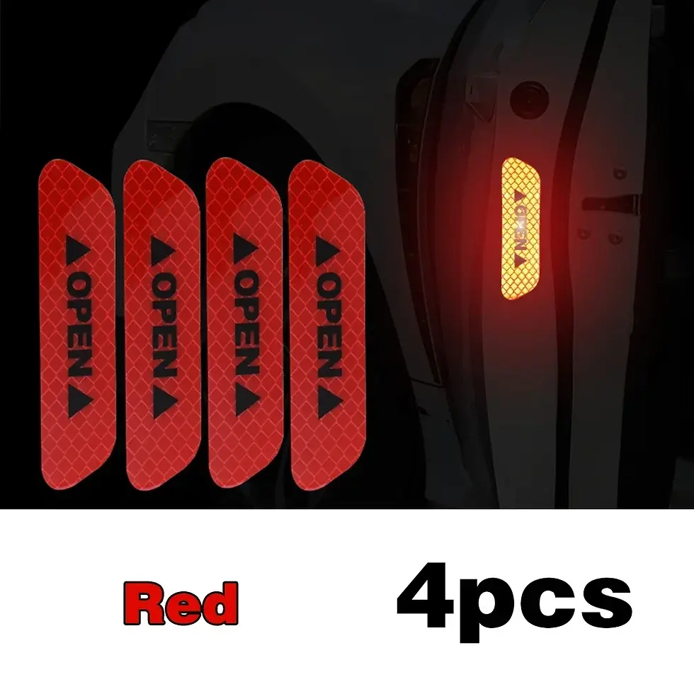 Thumbnail: 4PCS Reflective Car Door Sticker Safety Opening Warning Reflector Tapes Decal Re