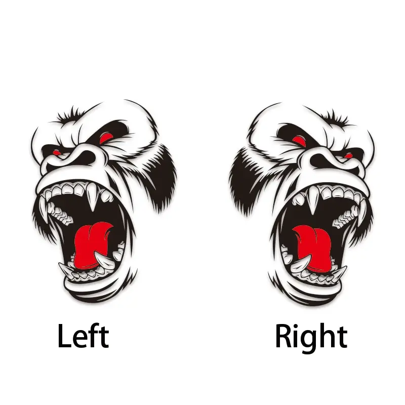 Thumbnail: 2Pcs Gorilla King Kong Design Car Stickers SUV Large Side Vintage Grunge Hood Do