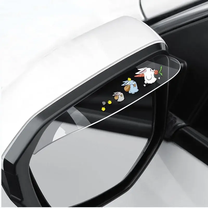 Thumbnail: 2Pcs Car Rearview Mirror Rain Cover Carbon Fiber Side Mirror Protector Waterproo
