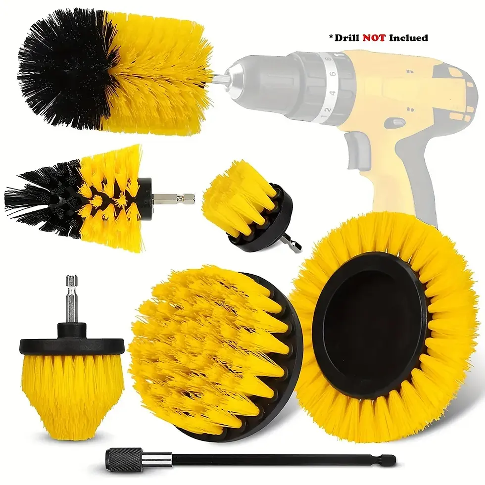 Thumbnail: 7-Piece Drill Brush Attachment Set, Cleaning Brush Tool Kit, Multi-Purpose Drill