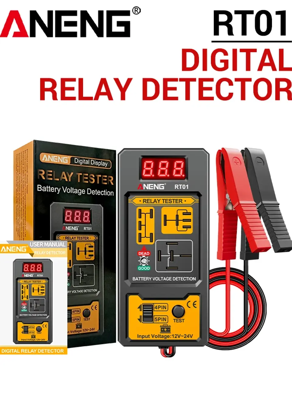 Thumbnail: Relay Detector 11-25V ANENG RT01 Digital Universal 4/5 Pins Car Battery Vehicle
