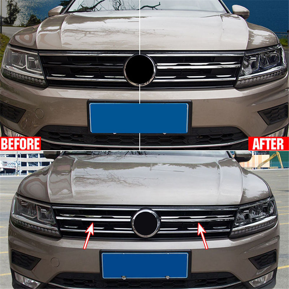 Thumbnail: 2PCS Chrome Front Mesh Grill Bumper Cover Trim Insert Bonnet Garnish Molding Sty