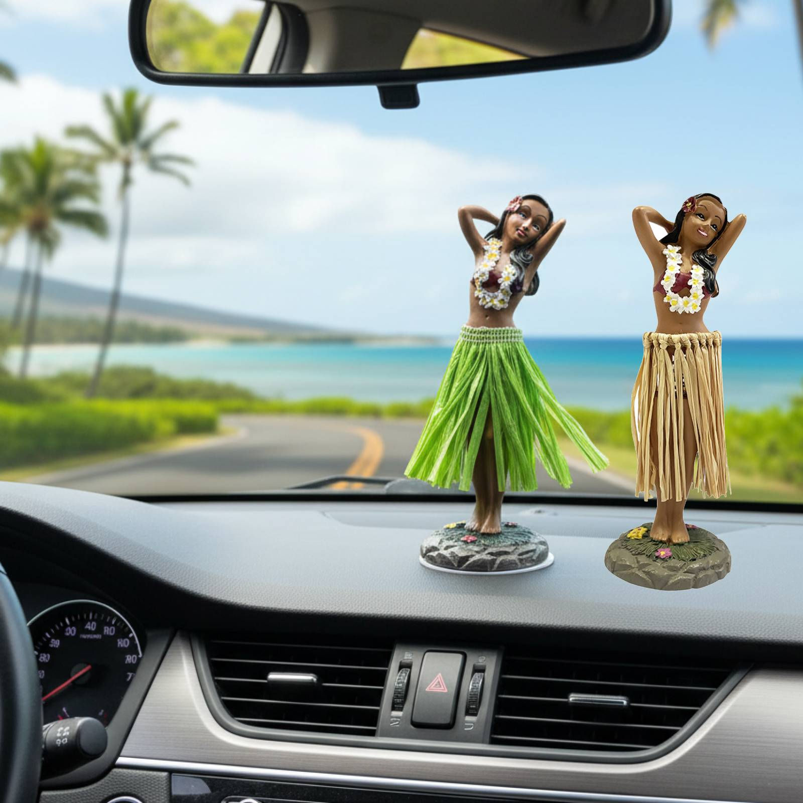 Hawaiian Dancing Girl Posing Hawaiian Dashboard Doll Collectible Figurines for C