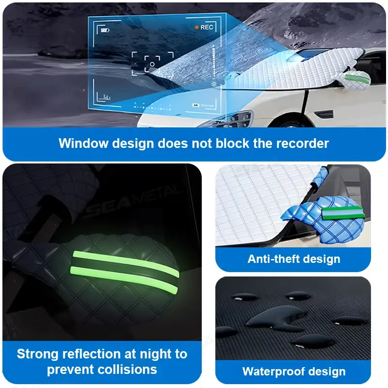 Thumbnail: SEAMETAL Sunshade Cover Car Windshield Snow Sun Shade Waterproof Protector Auto