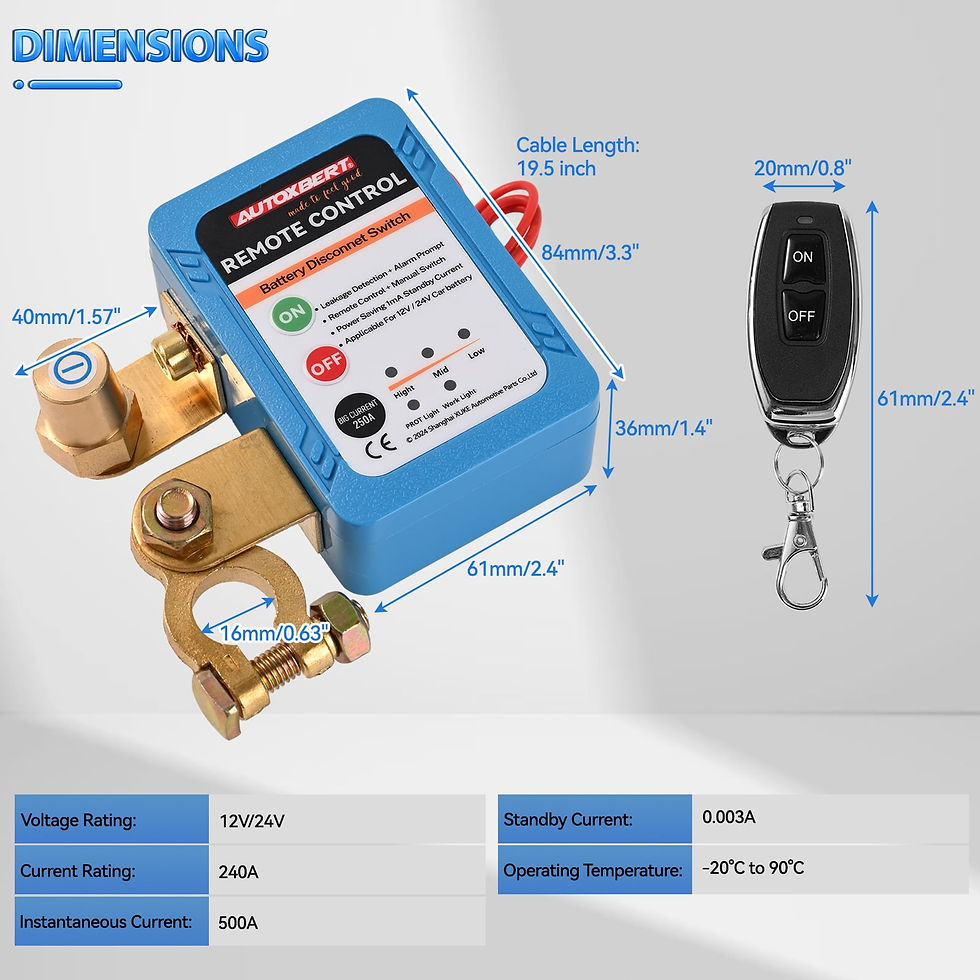 Thumbnail: OEMASSIVE Car Remote Battery Disconnect Switch 12V 240A Battery Kill Switch..