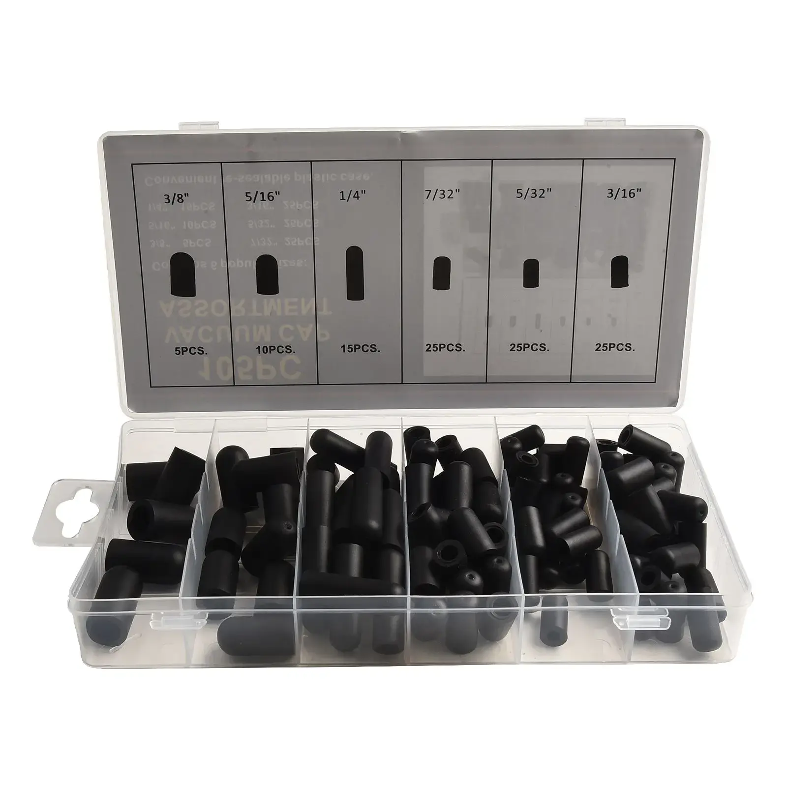 105Pcs Vacuum Dust Cap For Automobile Crburetor Rubber Dropper Cover 3/8'' 5/16'