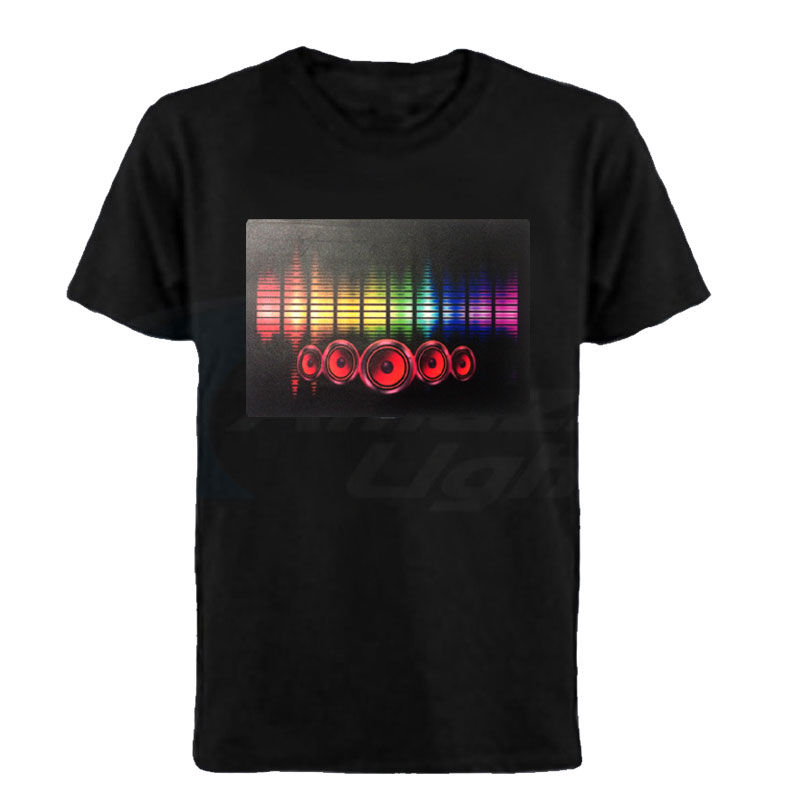 Party Light Up Music El Panel Sound Activated Flashing El Panel T-shirt