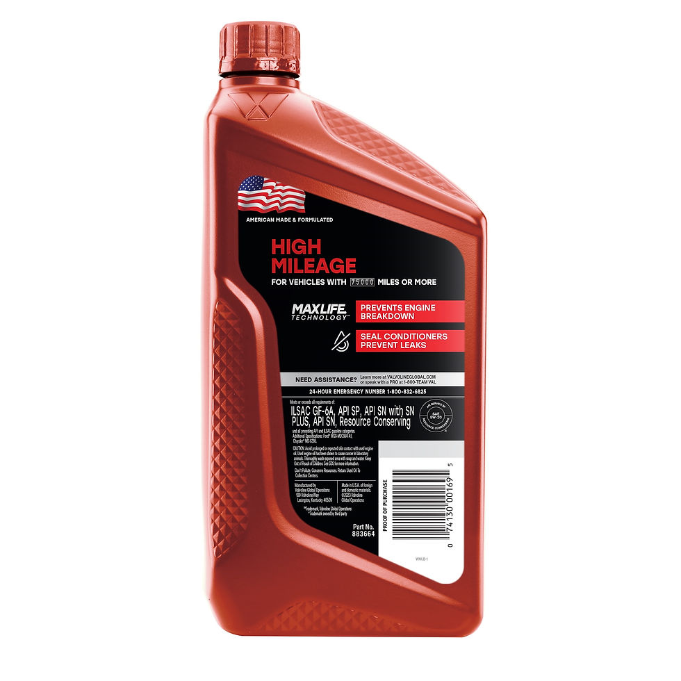 Thumbnail: Valvoline High Mileage MaxLife 5W-20 Synthetic Blend Motor Oil 1 QT