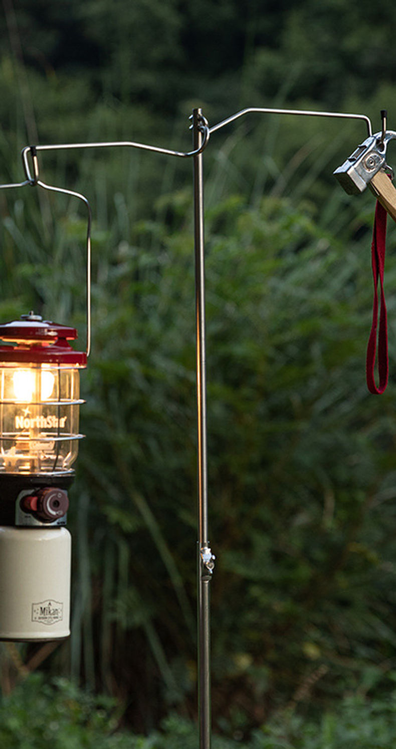 CAMPINGMOON-Height Adjustable Outdoor Barbecue Lamp Pole, Stainless Steel Lamp P