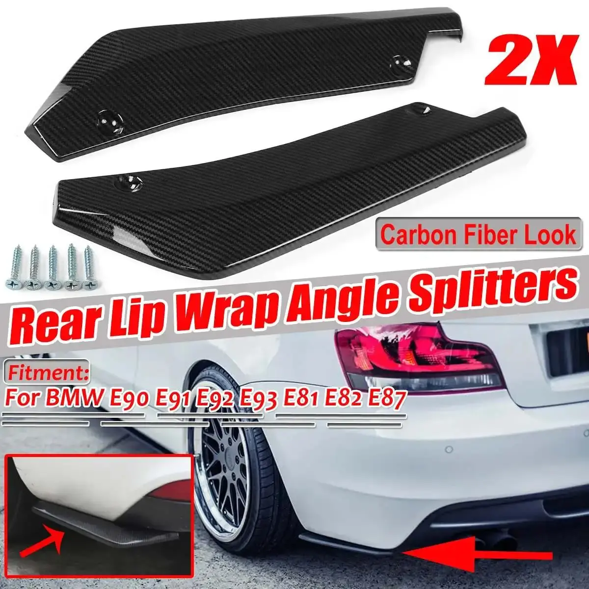 2Pcs Rear Bumper Lip Wrap Angle Diffuser Splitter Canard For BMW X5 X7 E46 E91 E