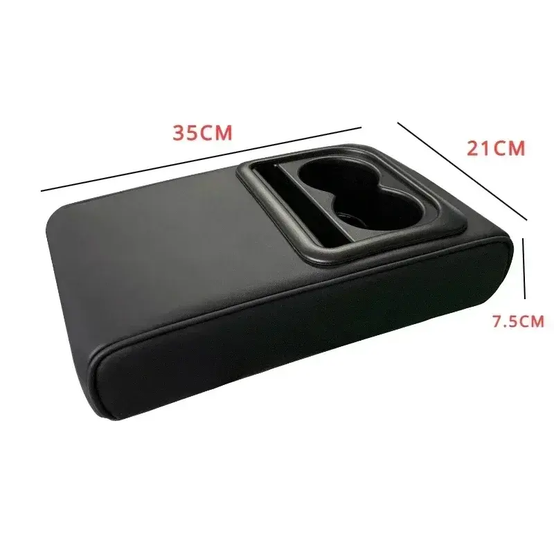 Thumbnail: Auto Center Console Armrest Cushion With 2 Cup Holder PU Leather Armrest Pad Por