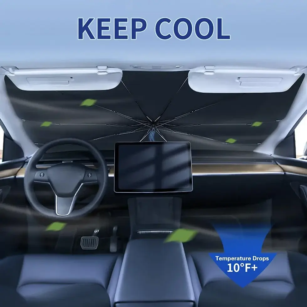 Thumbnail: Windshield Sun Shade with 360° Pull Cord Anti-Scratch Handle - Upgraded Sunshade