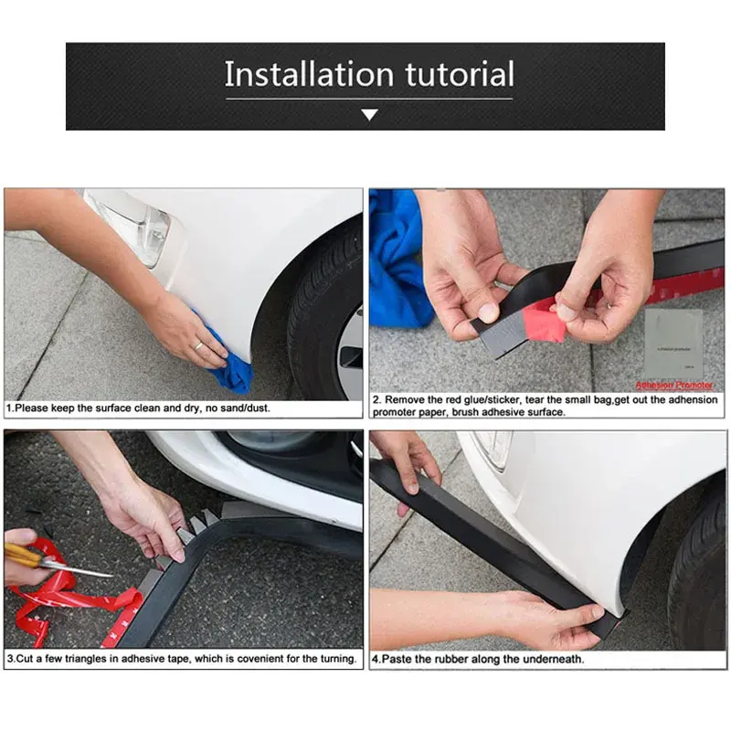 Thumbnail: Universal Car Front Bumper Lip Splitter Spoiler Rubber Skirt Protector BodyTrim