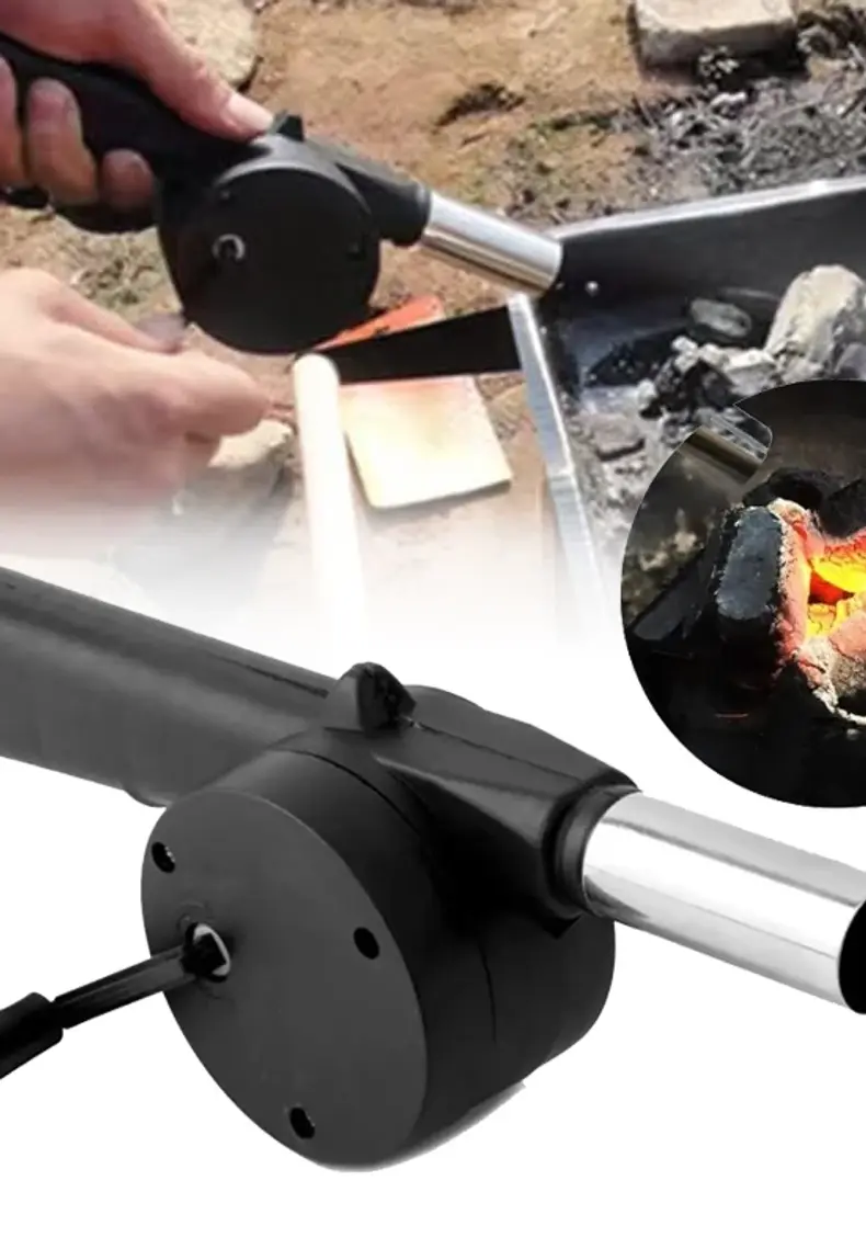 Camping Barbecue Fan Portable Hand-Operated Blower Efficient Fire Making Blower
