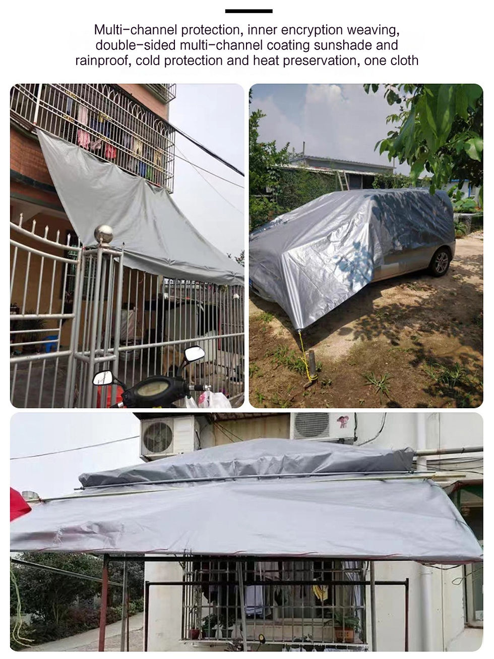 Thumbnail: 2X2m Car Cover Cloth Rainy Weather Universal Exterior Accessories Waterproof Sun