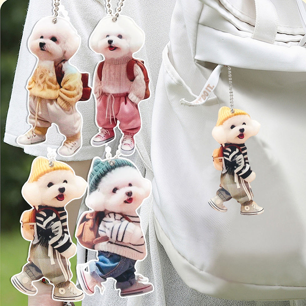 Thumbnail: 2D Acrylic Creative Puppy Man Backpack Rearview Mirrors Pendant Car Hanging Orna