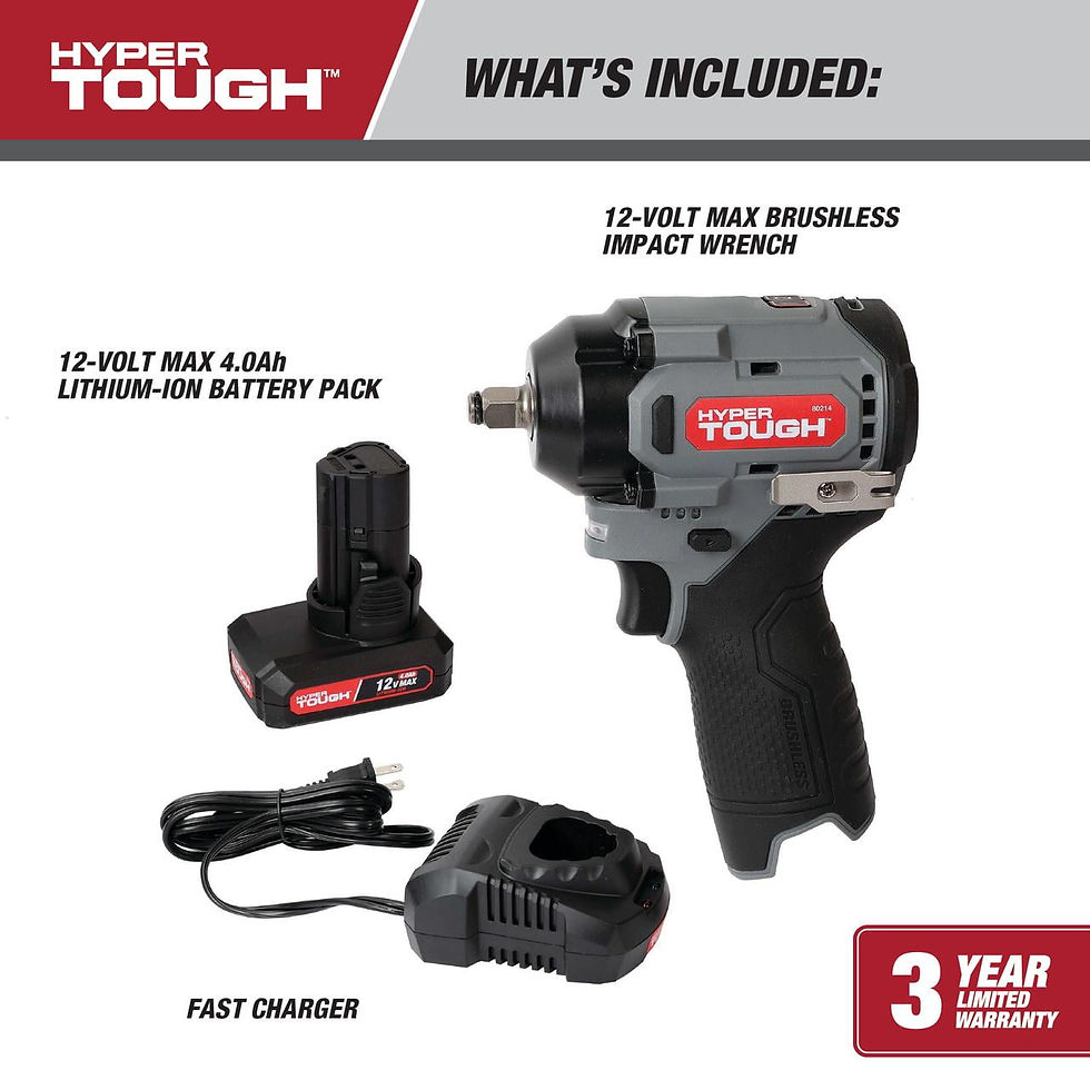 Thumbnail: Hyper Tough 12V Max Cordless Brushless Impact Wrench with 4.0Ah Lithium-Ion..