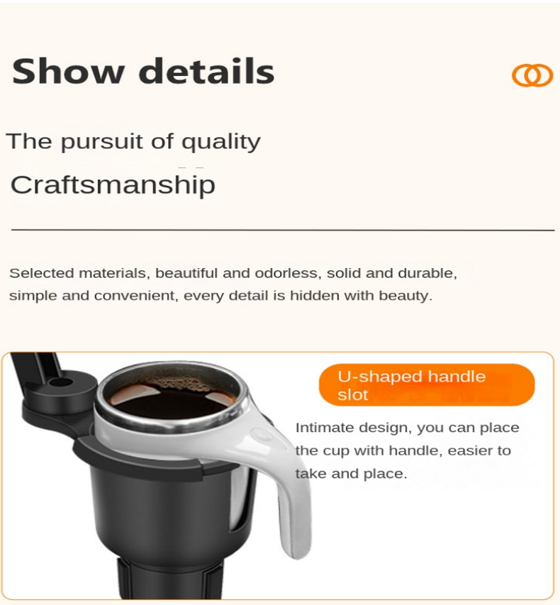 Thumbnail: Car Cup Holder Expander Multi-Function Drink Holder with Food Table 360-Degree A