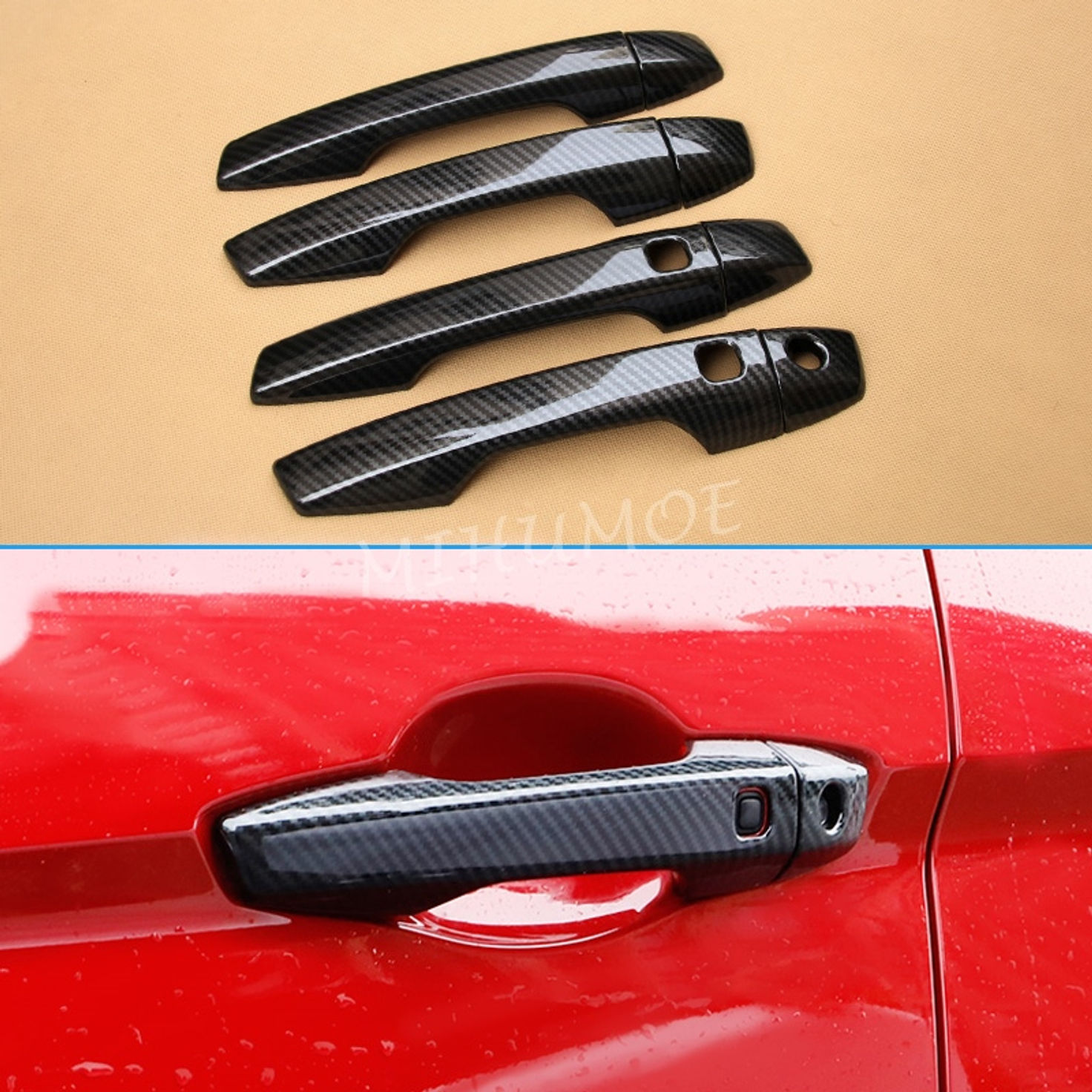 For Mitsubishi Eclipse Cross w/ Keyless Entry 2018-2025 Carbon Fiber Car Door Ha