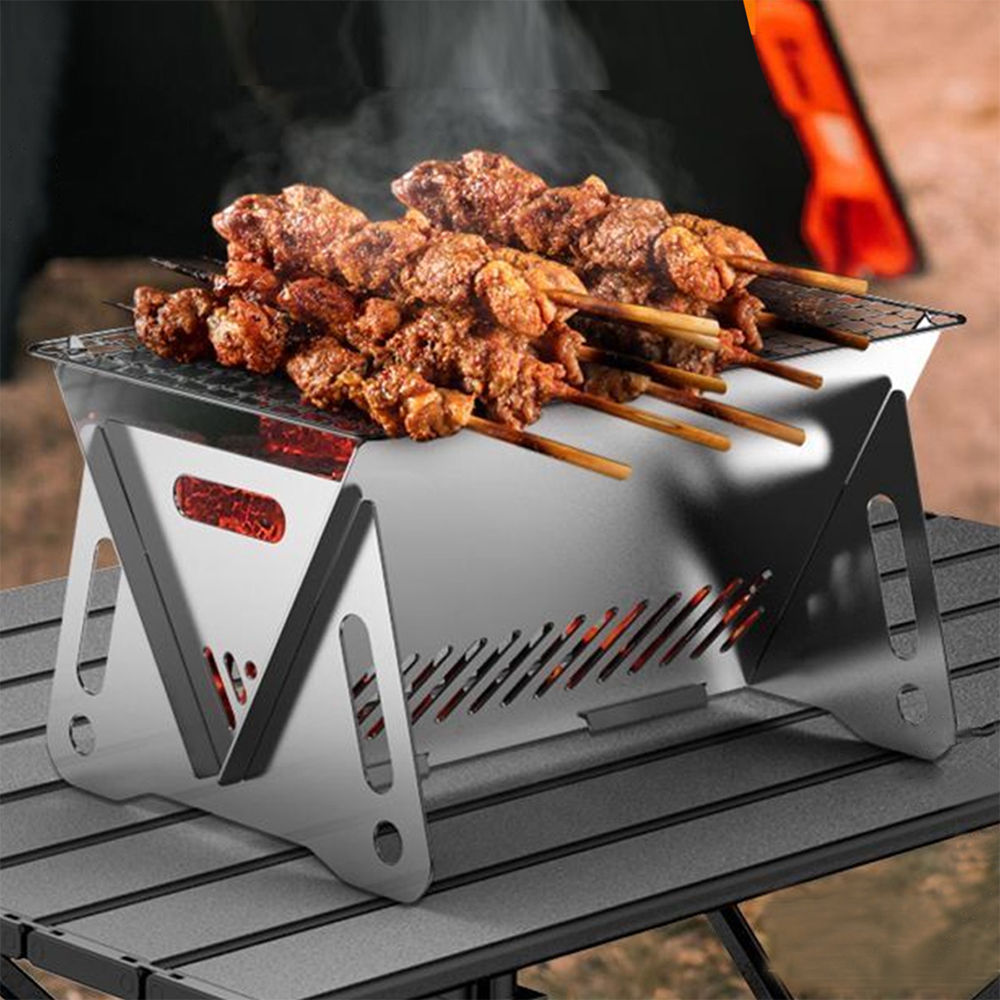 Camping Barbecue Stove with Grill-Grid Portable Folding Stainless Steel BBQ Gril