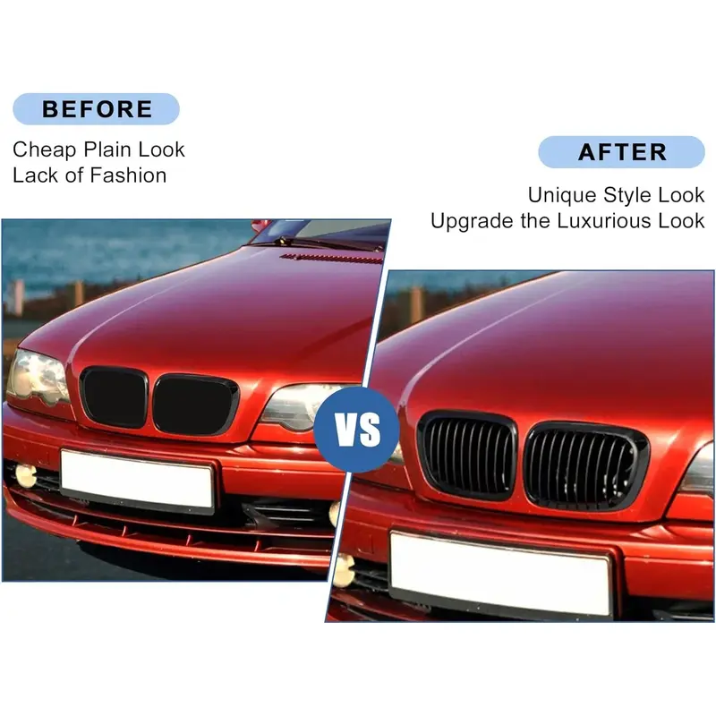 Thumbnail: For BMW 3-Series E46 1998-2001 2/4 Doors Gloss Black Car Front Kidney Grill 318i